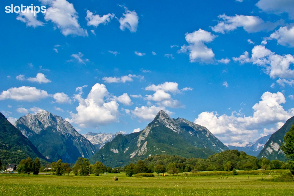 Svinjak and the mountain above Bovec in Slovenia