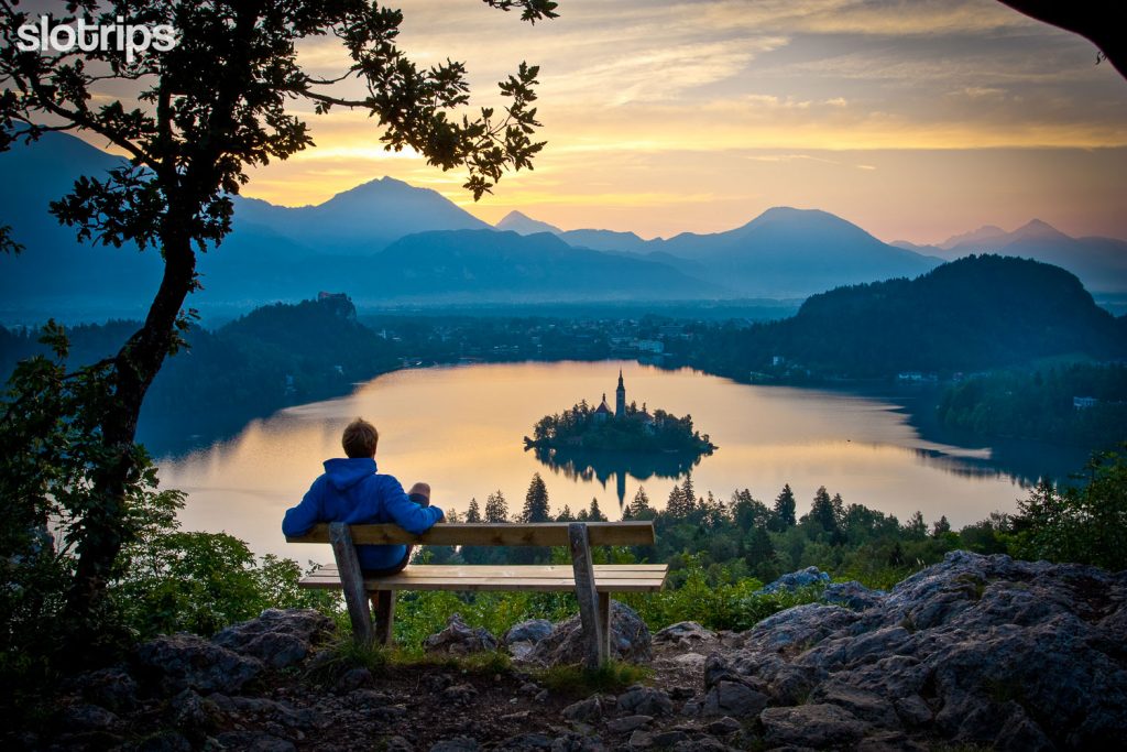 View of Lake Bled at sunrise, Slovenia