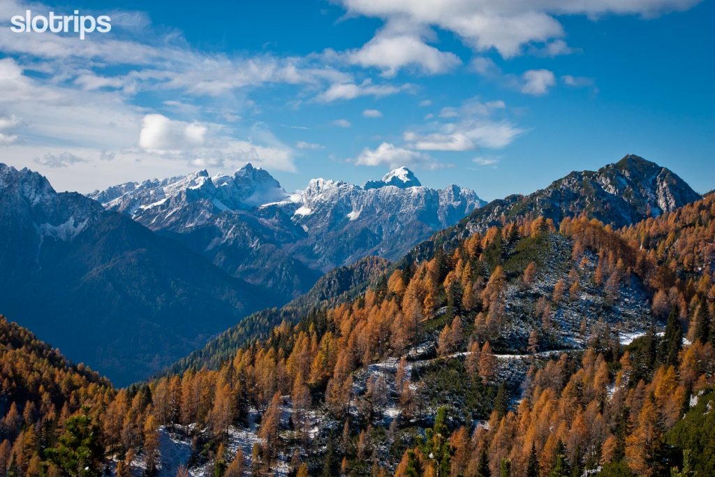 The view of the Julian Alps from the ridge between Austria and Slovenia