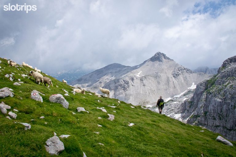 Hiking the WWI trails below Krn in Julian Alps, Slovenia