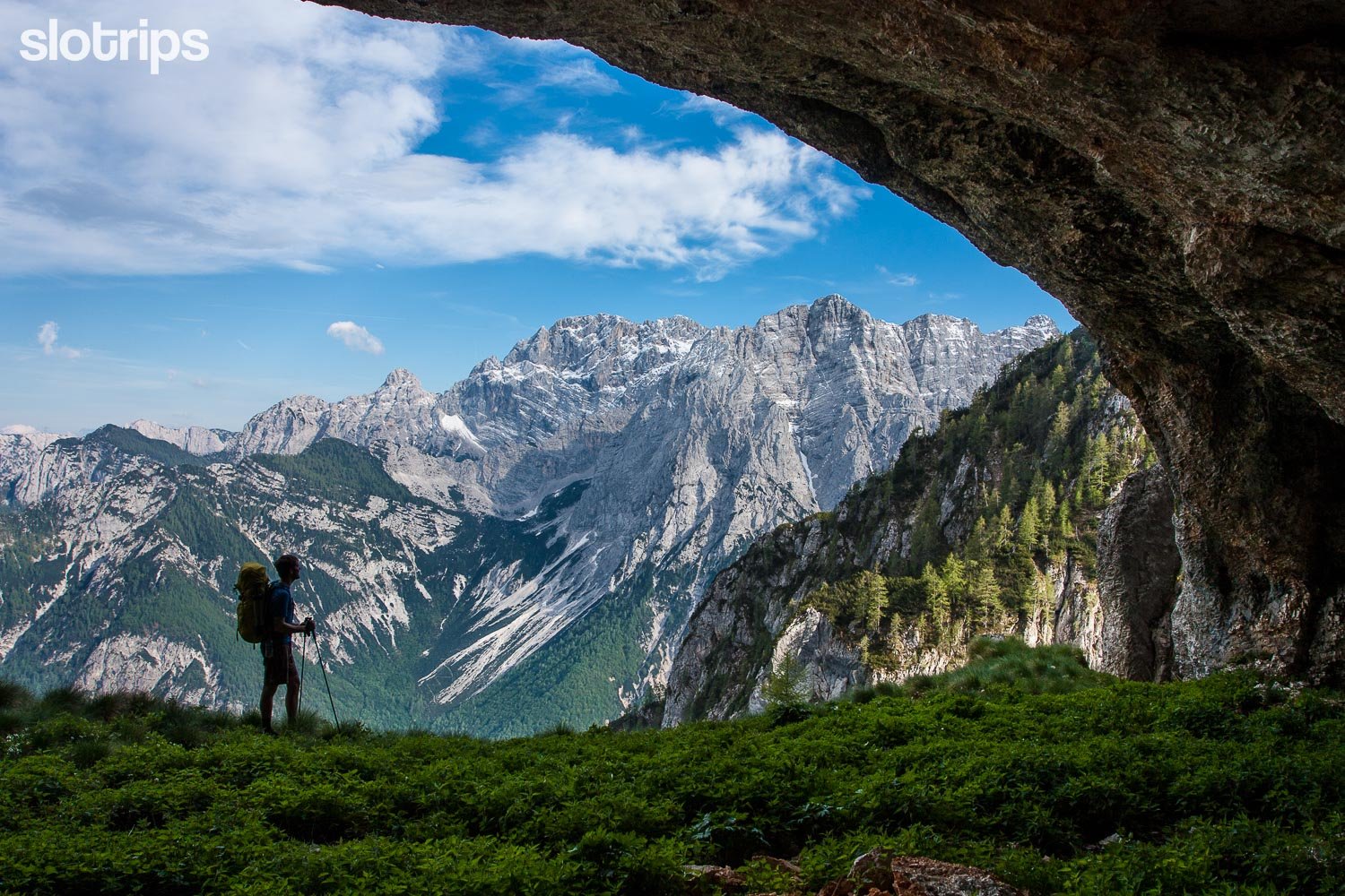 Hiking above Vrata valley in the Triglav National Park, Slovenia