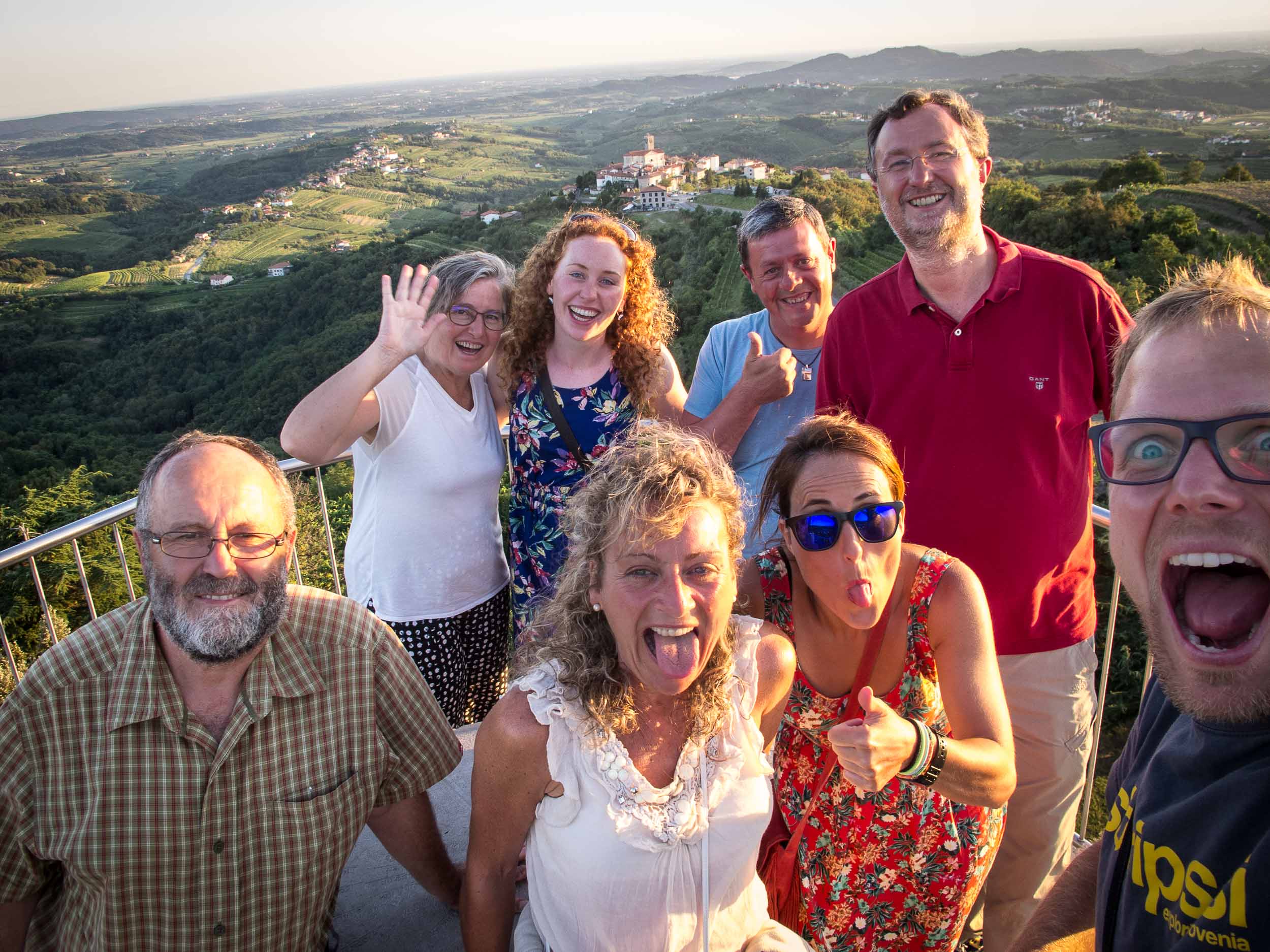 Happy travelers at the end of a hiking tour in Slovenia
