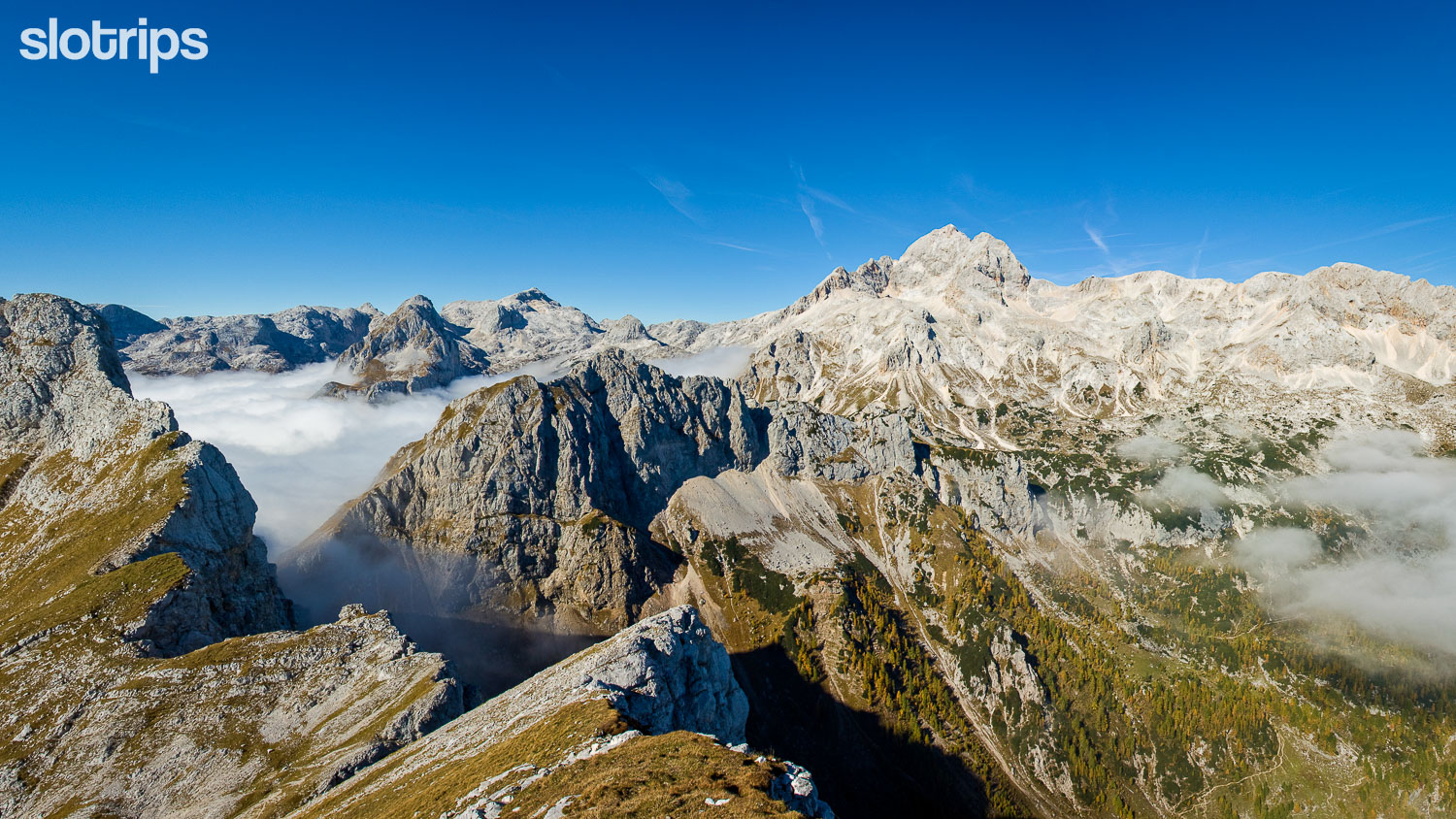 Views of Mt. Triglav and the central Julian Alps in Slovenia