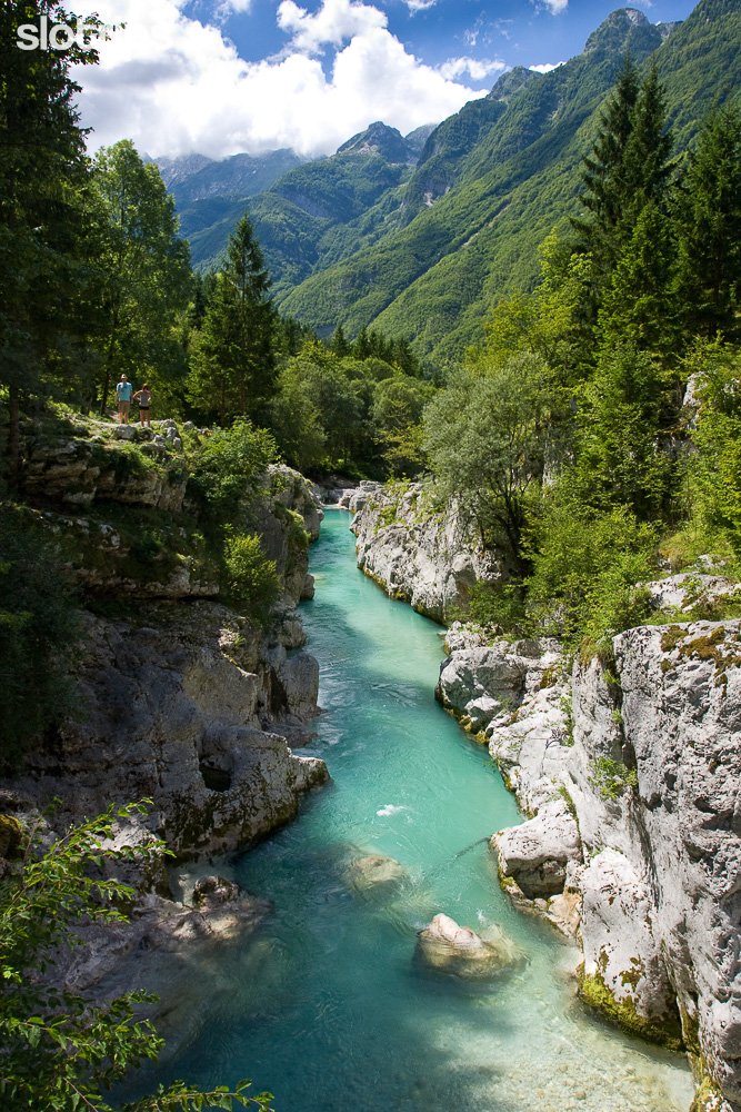 Walking by the Soca river in Slovenia