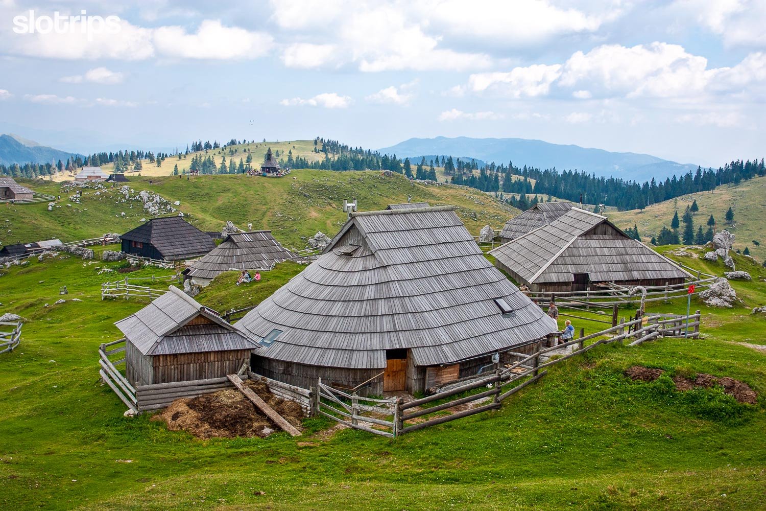 Traditional shepherd's huts on Velika Planina in Slovenia