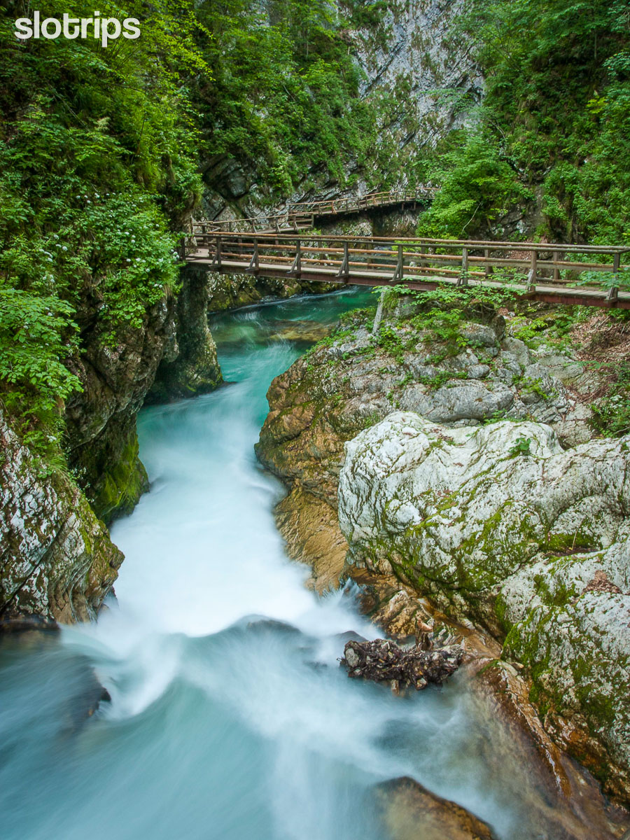 Walkways in the Vintgar Gorge near Lake Bled, Slovenia