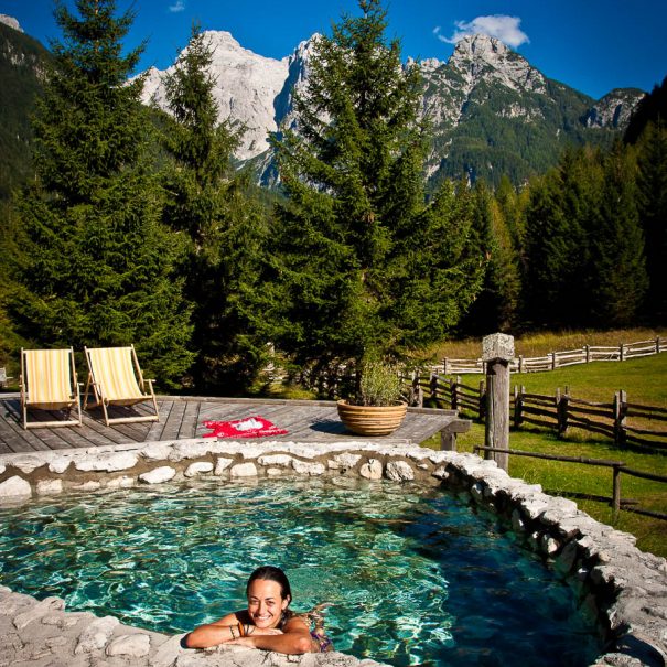 Relaxing after a hiking the Alpe Adria Trail, Slovenia