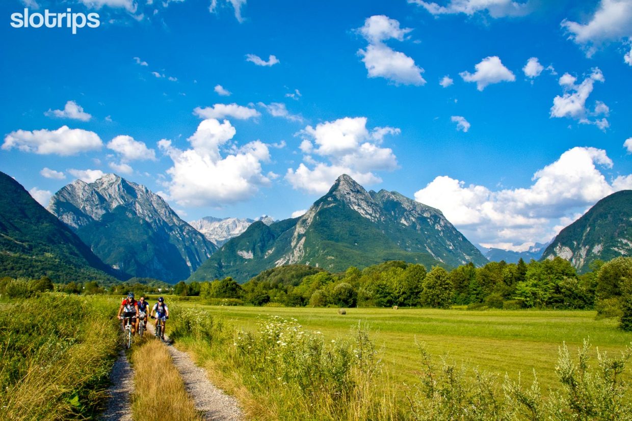 Biking in the Soca valley near Bovec, Slovenia