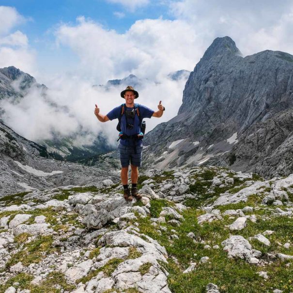 Hiker during a hiking trip in Slovenia, Julian Alps