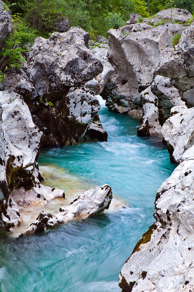 Small Soca Gorge in the upper part of the Soca Valley in Julian Alps, Slovenia