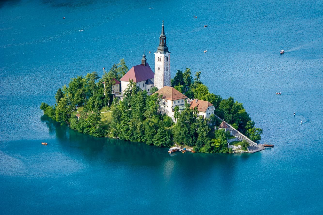 Lake Bled island from Osojnica Viewpoint