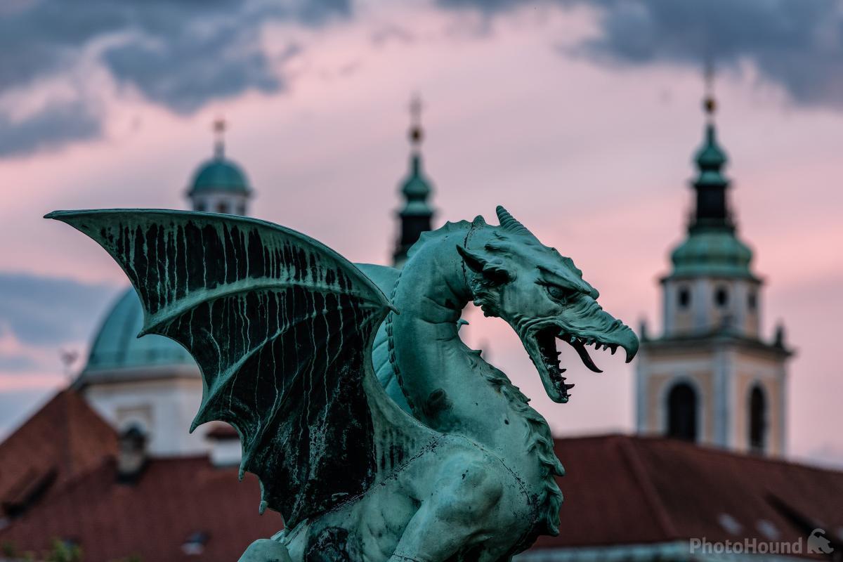 The Dragon bridge and Ljubljana's cathedral