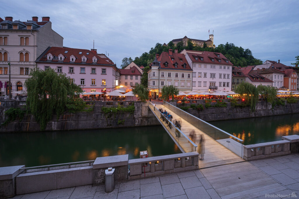 Ljubljana's city center with the river and the castle, Slovenia