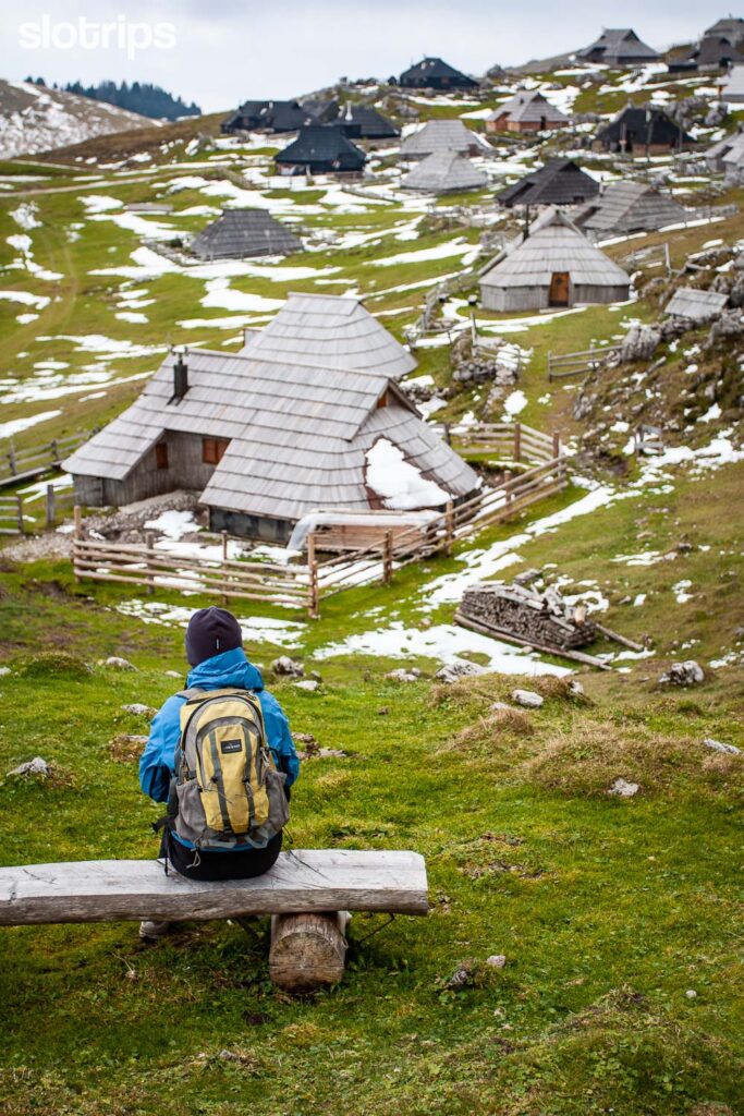 Hiking on Velika Planina herdsmen settlement, Kamnik-Savinja Alps