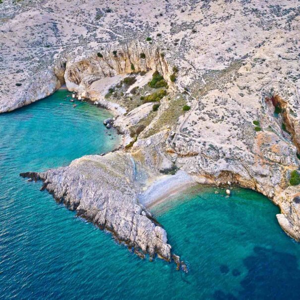 The rocky hidden beaches on Krk island in Croatia