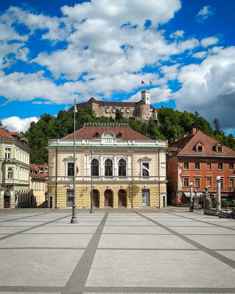Ljubljana castle and Congres Square, Slovenia