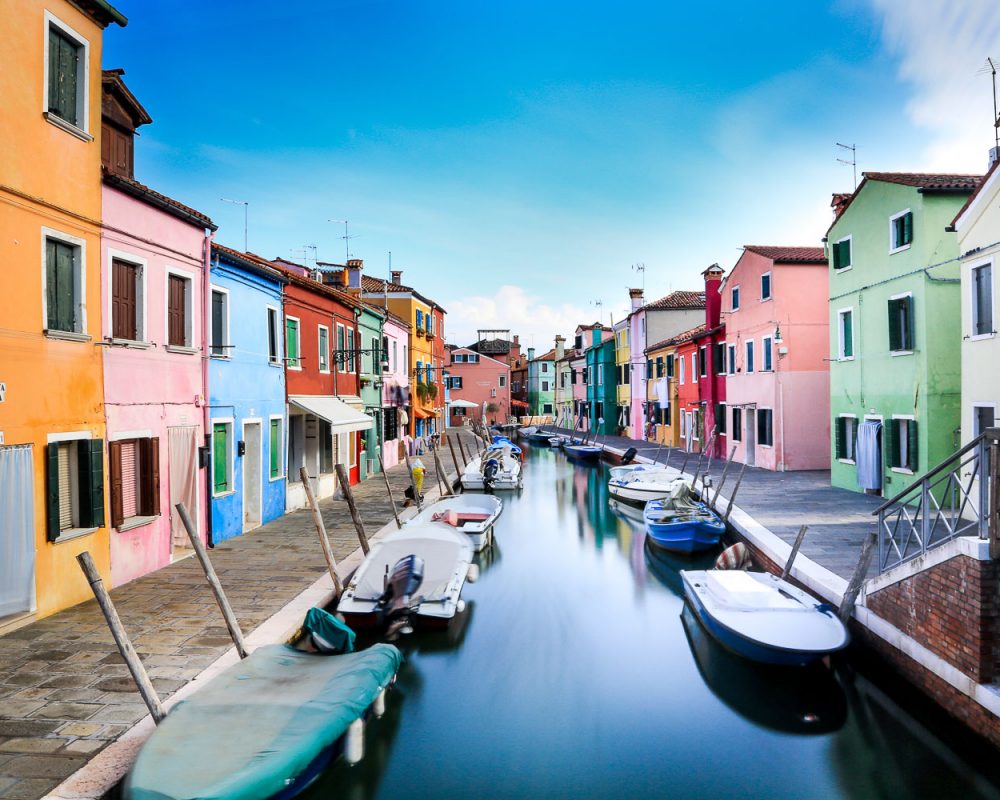 A colorful canal in Venice